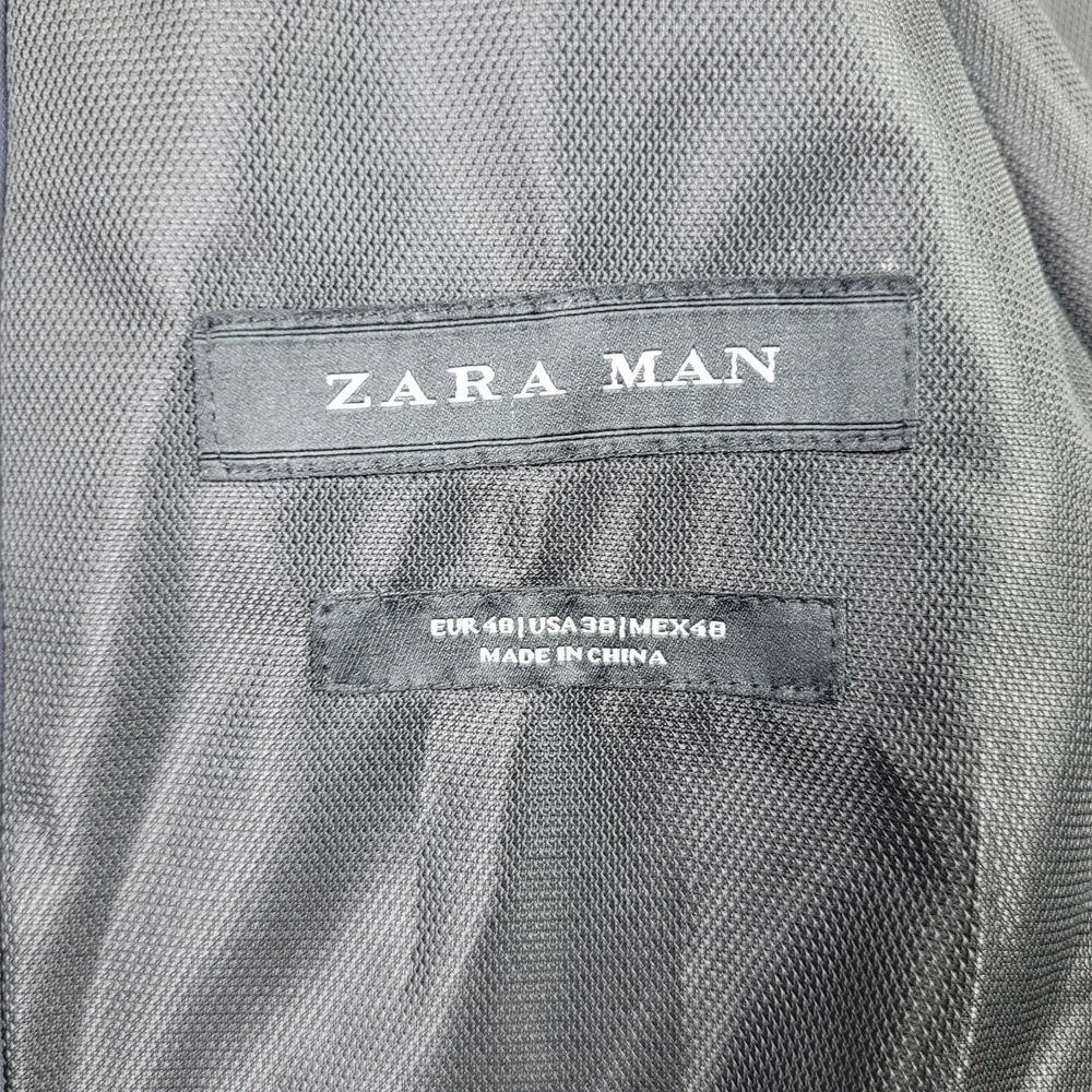 Zara Man Navy Blue Two Button Slim Fit Blazer Suit Jacket AW16 USA 38